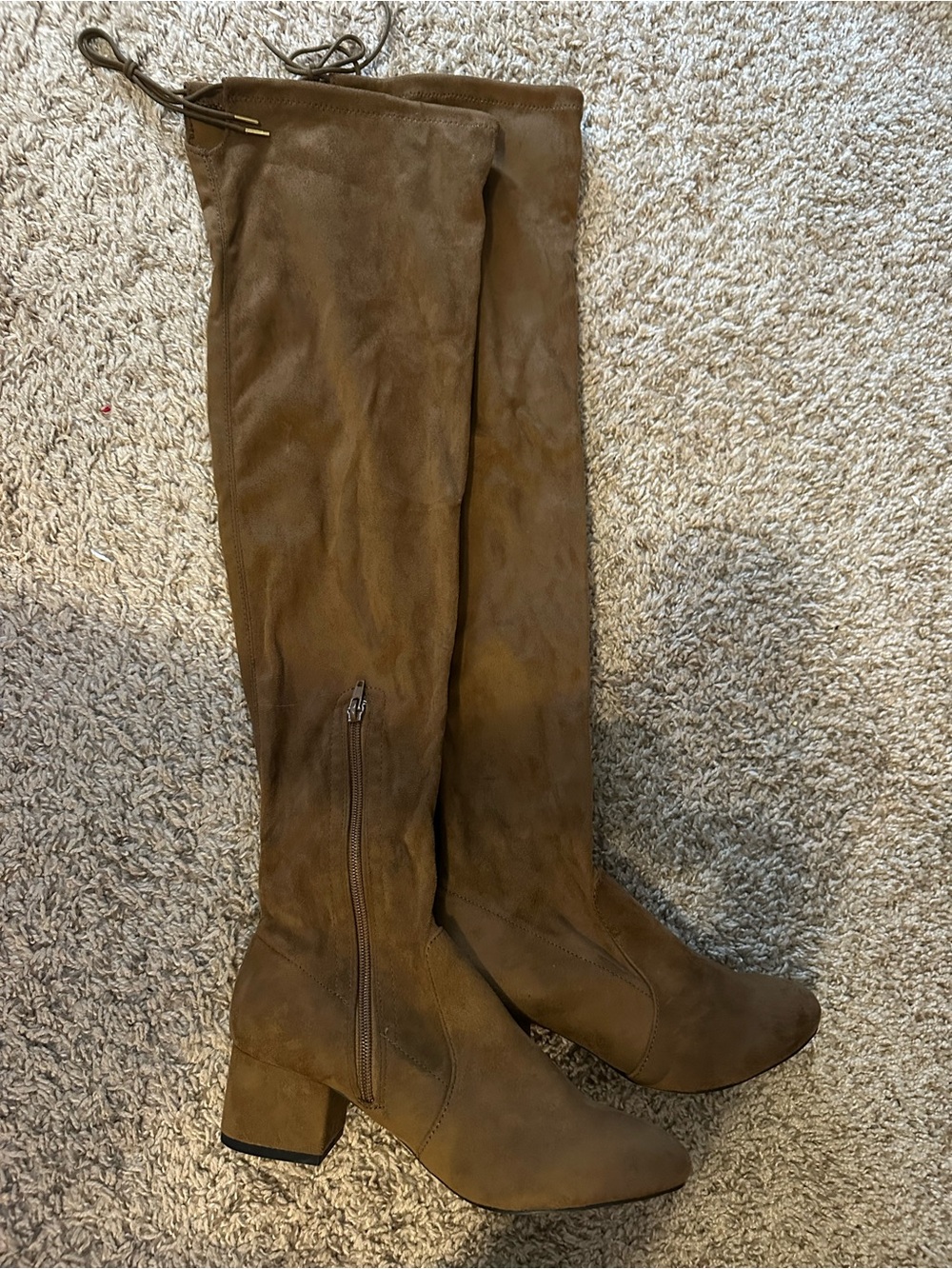Qupid Brown Over-the-Knee Block Heel Boots 7.5 NEW